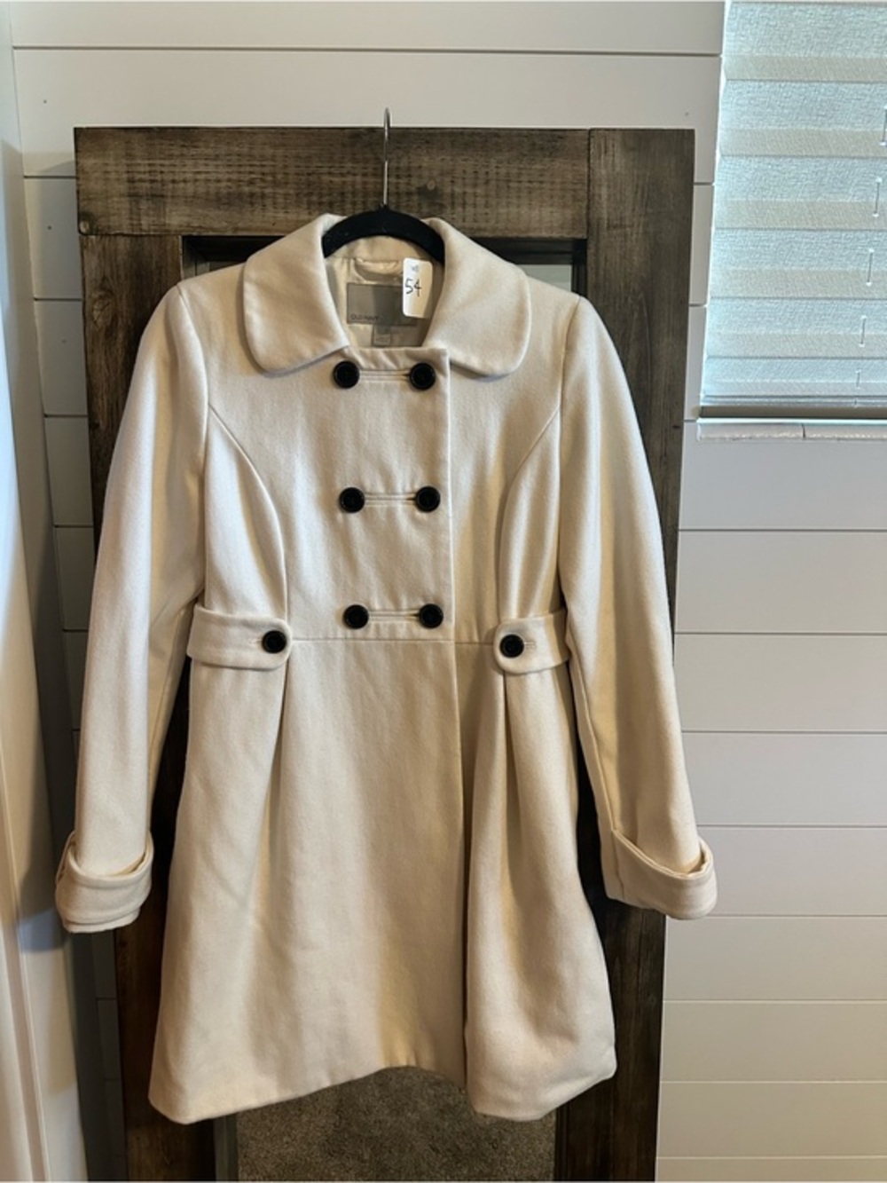 Old Navy Wool Blend Peacoat Coat Women’s Small Ivory Cream Double Breasted